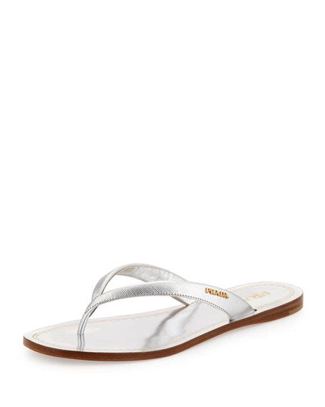 prada metallic clogs|prada silver flip flops.